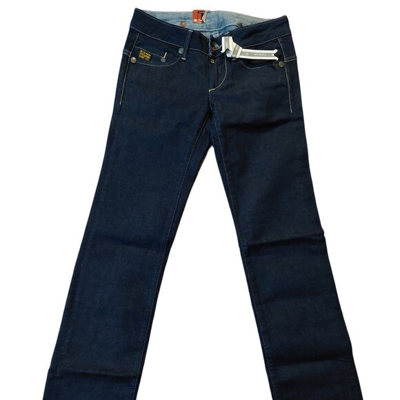 Retro Vintage G-Star Raw Midge Straight Leg Flacks Denim Raw Blue Jeans 24 NWT - Picture 3 of 12